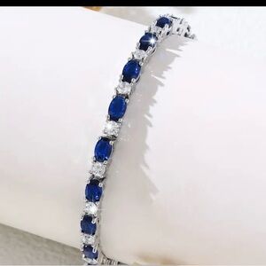 NEW Elegant Blue and Silver Tennis Bracelet